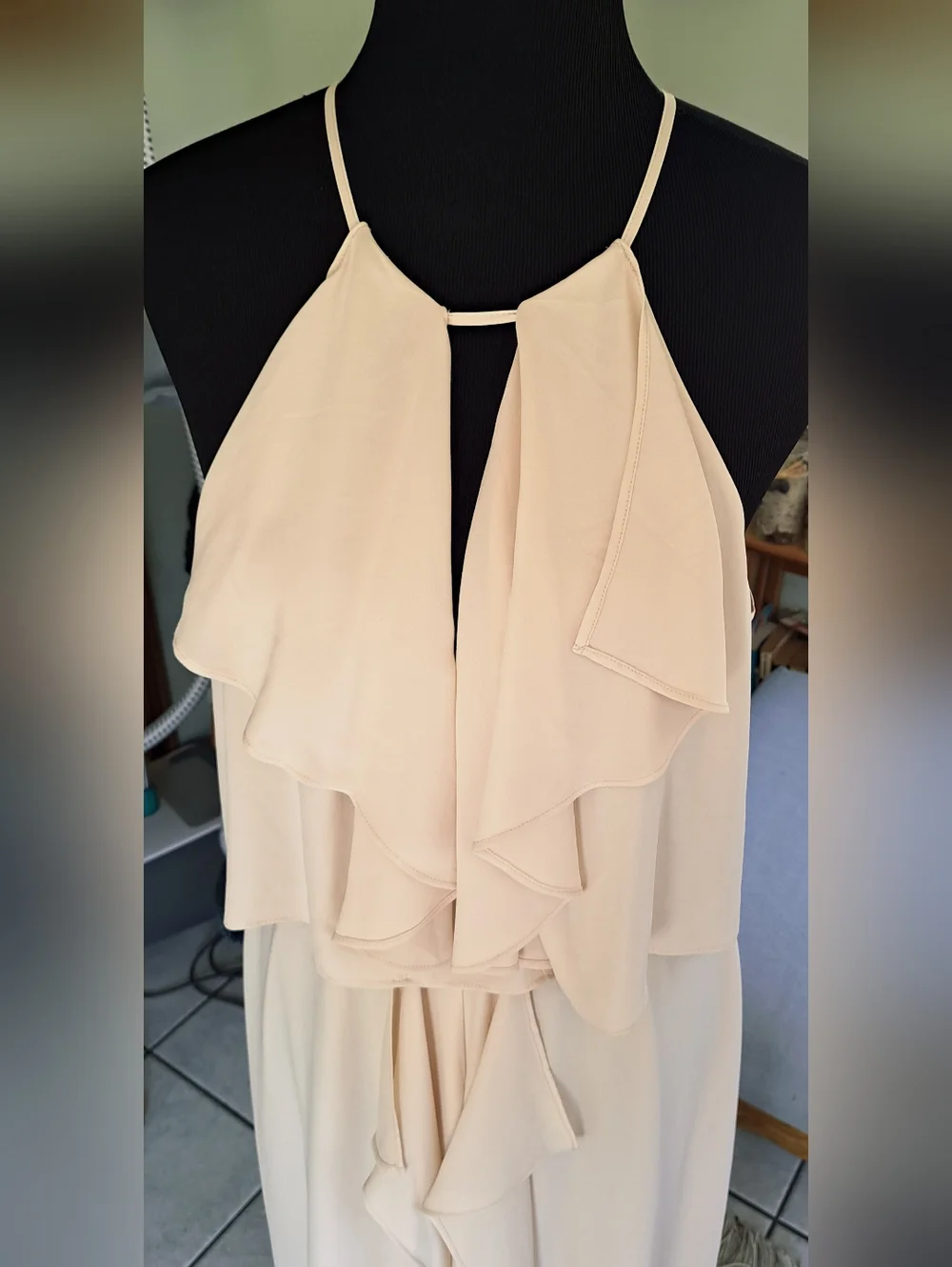 BCBG MaxAzria Blush Halter Ruffle Maxi Dress - Picture 2 of 8